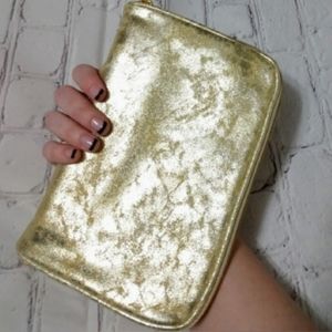 Gold metallic and pink zipped travel jewelry case.  NEW